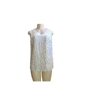 New, Talbots Sleeveless White & Black Patterned Rayon Top Size 10